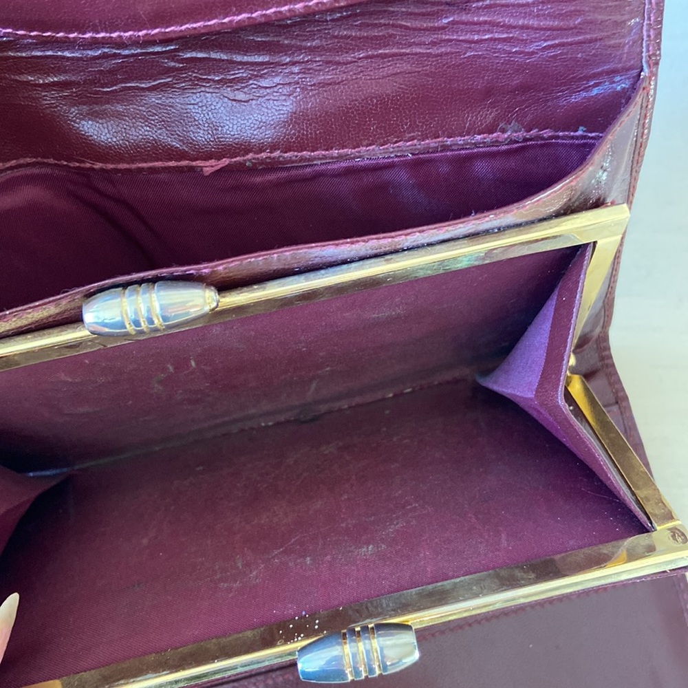 Designer YSL Yves Saint Laurent Cherry Red Smooth Leather Trifold Wallet VTG - Picture 8 of 8